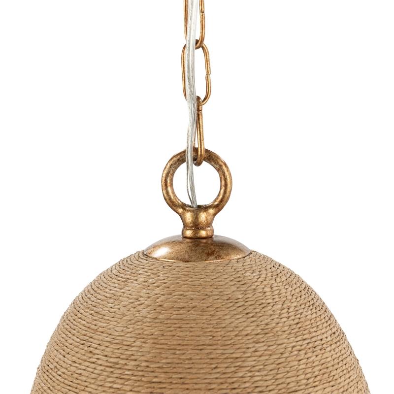 Pemberly Row Traditional Natural Finish Rattan Pendant Light