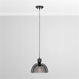 Pemberly Row Modern Transitional Black Finish Iron Small Pendant