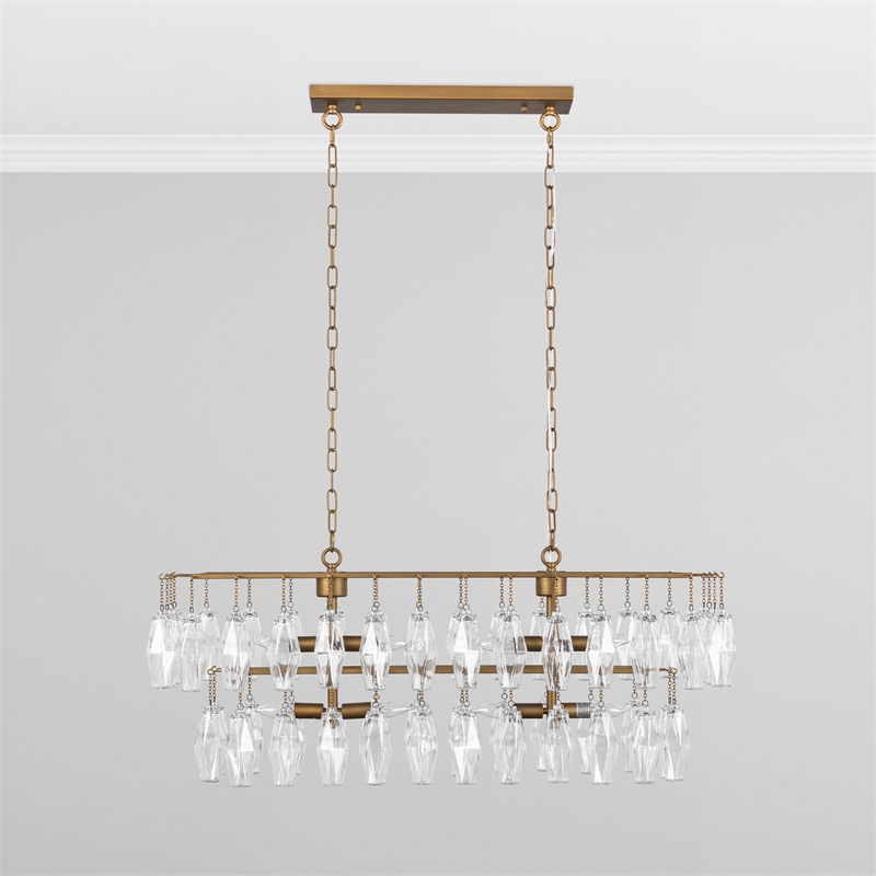 Pemberly Row Diamond Flute-shaped Glass Brass Iron Chandelier