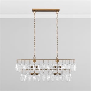 Pemberly Row Diamond Flute-shaped Glass Brass Iron Chandelier