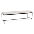 Pemberly Row Contemporary Ivory Hair on Hide 60in Iron Bench