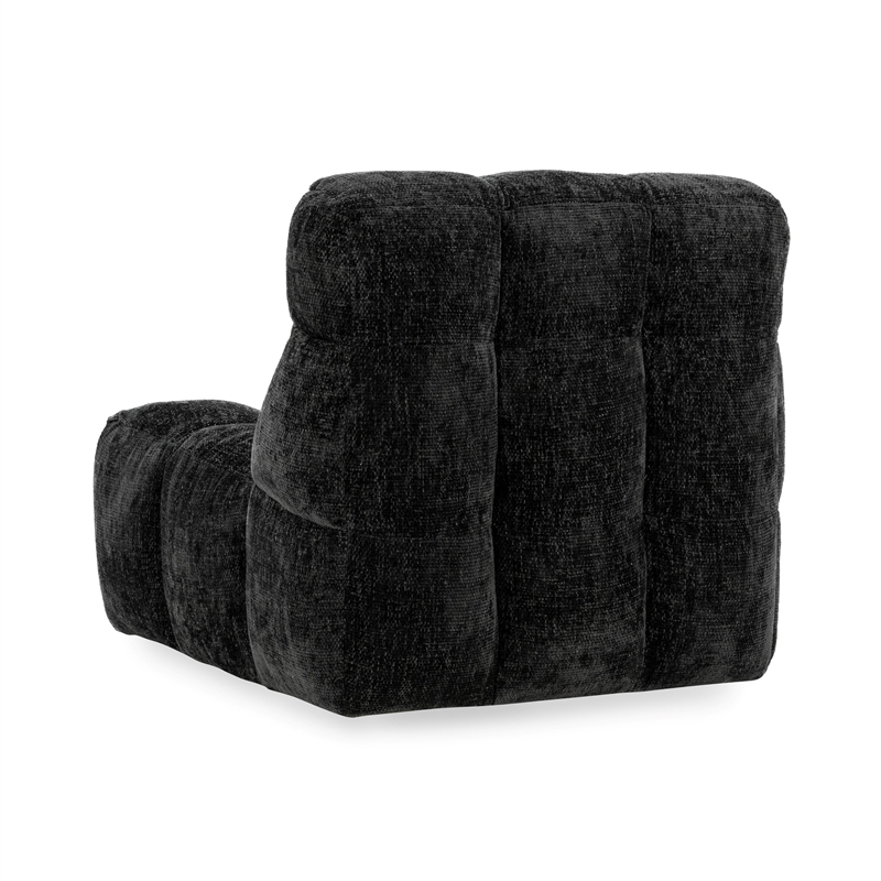 Pemberly Row Upholstered Polyester Fabric Swivel Lounge Chair Black