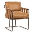 Pemberly Row Contemporary Leather Dining Chair in Chestnut Finish