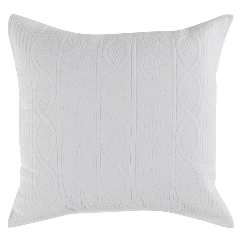Pemberly Row Modern Transitional White Finish Euro Cotton Sham