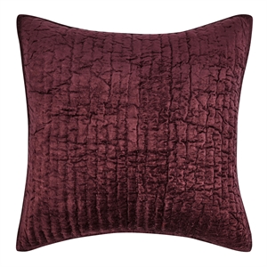 Pemberly Row Modern Transitional Velvet Port Red Finish Euro Sham