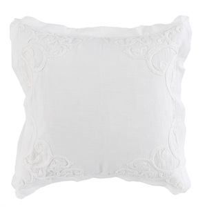 Pemberly Row Modern Transitional Cotton White Finish Euro Sham