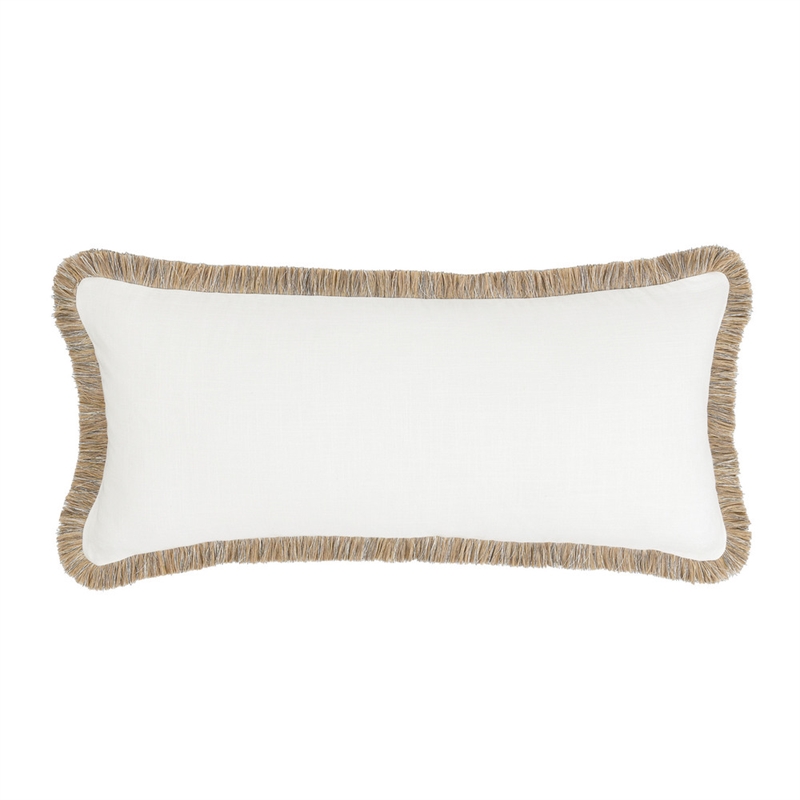 Pemberly Row Transitional 16x36 Linen Blend Fabric Throw Pillow in Ivory