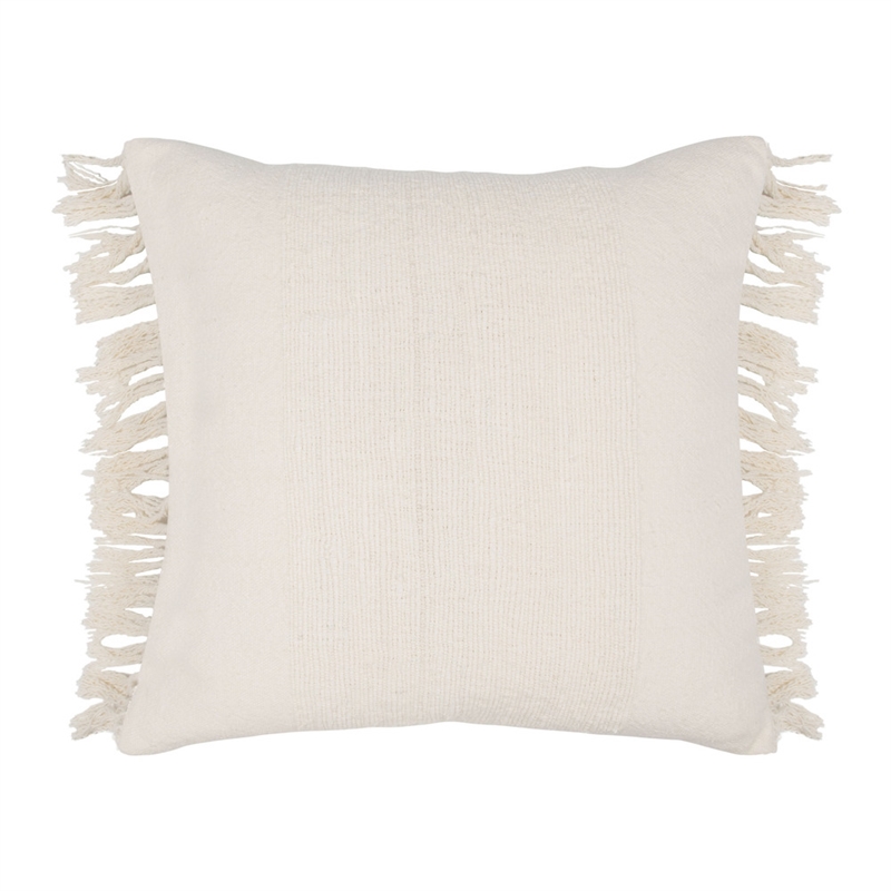 Pemberly Row Transitional 22x22 Linen Blend Fabric Throw Pillow in Ivory