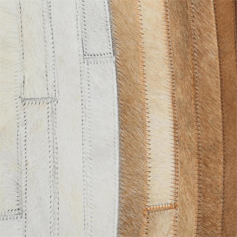 Pemberly Row Transitional 20x20 Leather Hair on Hide Throw Pillow in Tan