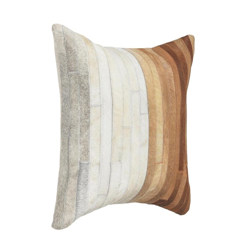 Pemberly Row Transitional 20x20 Leather Hair on Hide Throw Pillow in Tan