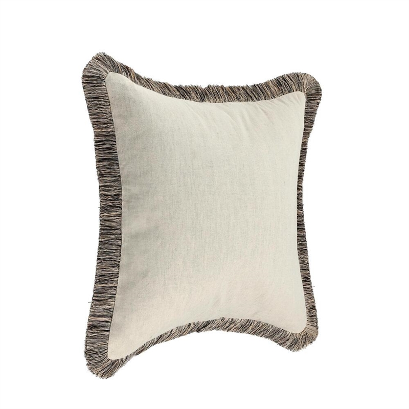 Pemberly Row 24x24 Cotton Blend Fabric Throw Pillow in Natural/Black