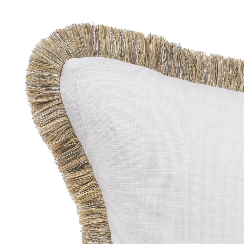 Pemberly Row Transitional 16x36 Linen Blend Fabric Throw Pillow in Ivory