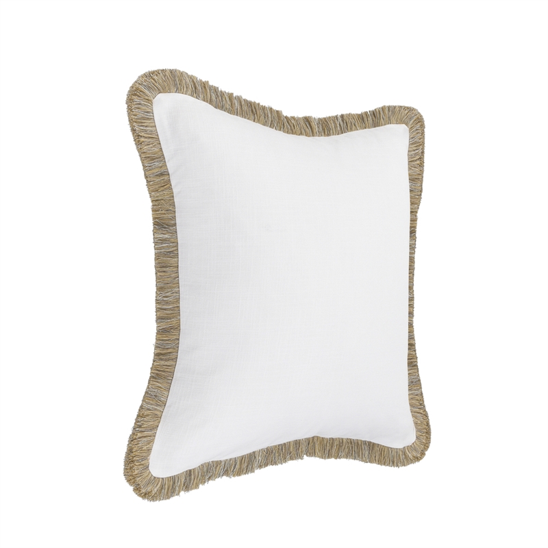 Pemberly Row Transitional 16x36 Linen Blend Fabric Throw Pillow in Ivory