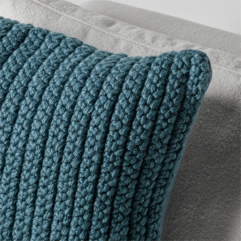 Pemberly Row Transitional 22x22 Woven Fabric Throw Pillow in Ocean Blue