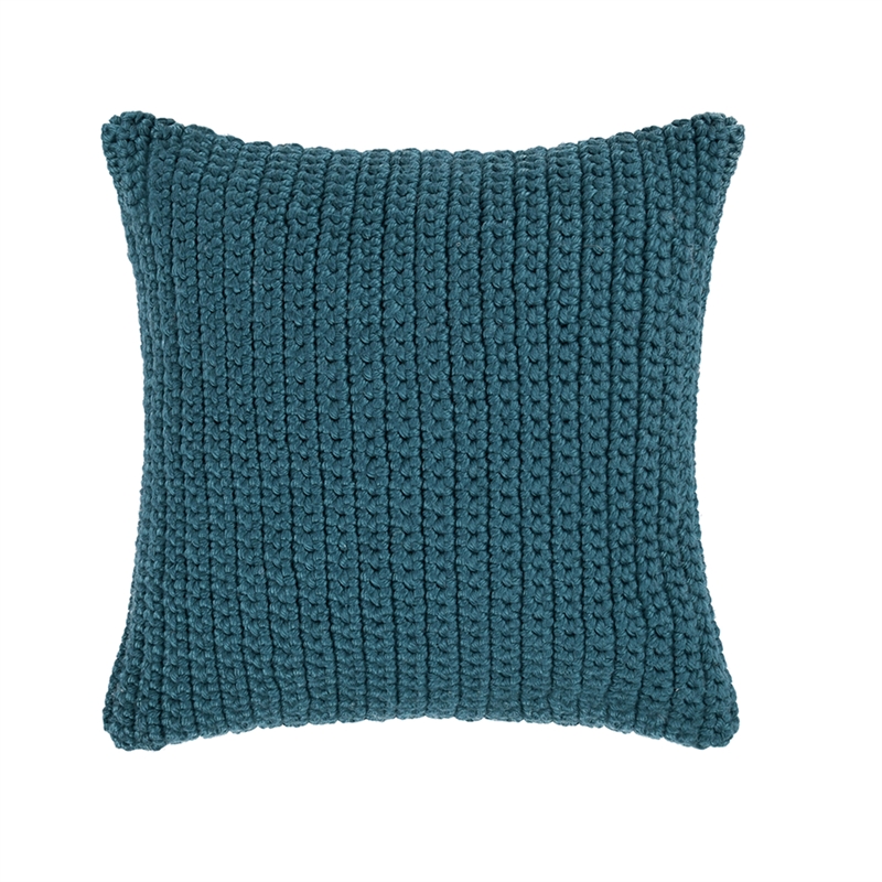 Pemberly Row Transitional 22x22 Woven Fabric Throw Pillow in Ocean Blue