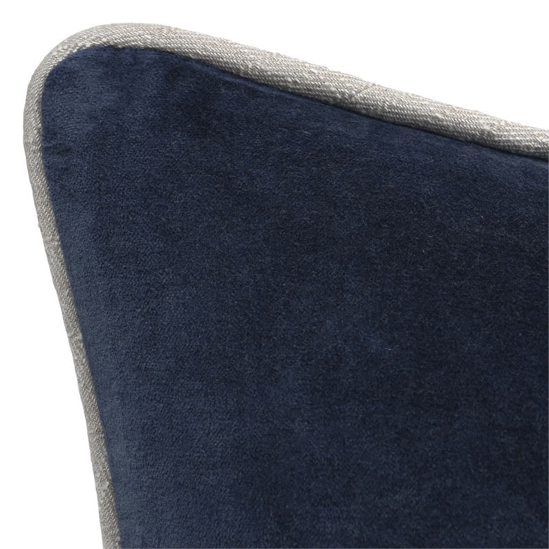 Pemberly Row Modern Transitional 12x16 Velvet Throw Pillow in Navy