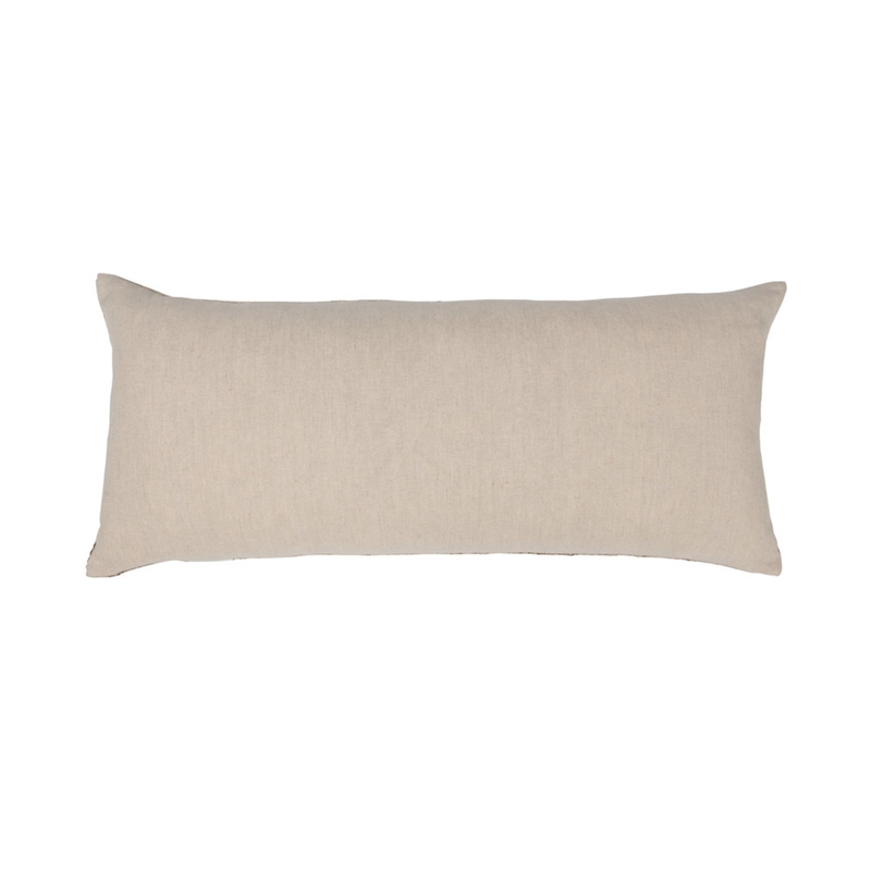 Pemberly Row Transitional 16x36 Linen Blend Fabric Throw Pillow in Brown