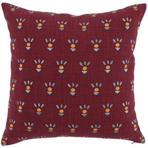 Pemberly Row Transitional 18x18 Cotton Fabric Throw Pillow in Red