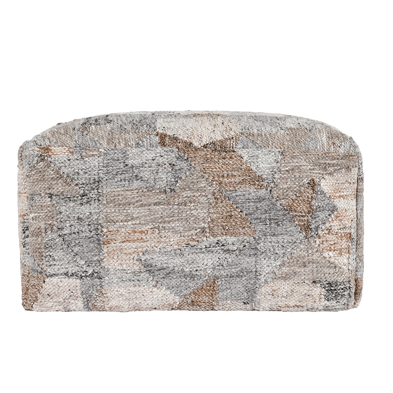 Pemberly Row Transitional Indoor and Outdoor Fabric Pouf in Multi-Color