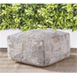 Pemberly Row Transitional Indoor and Outdoor Fabric Pouf in Multi-Color