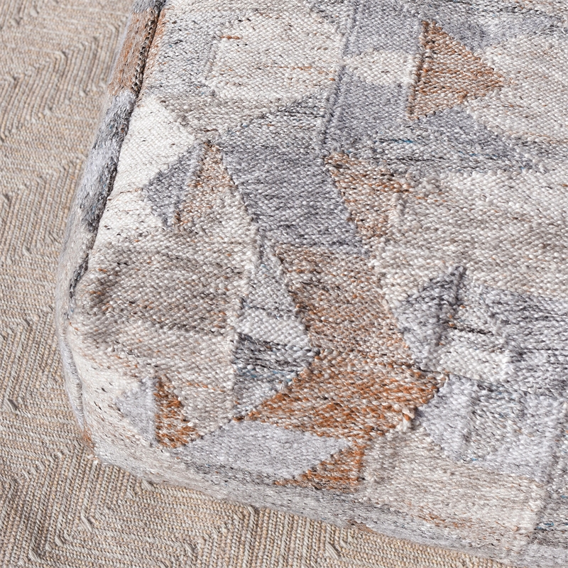 Pemberly Row Transitional Indoor and Outdoor Fabric Pouf in Multi-Color