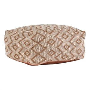 Pemberly Row Indoor Fabric Pouf 24x24x12 in Terracotta Orange