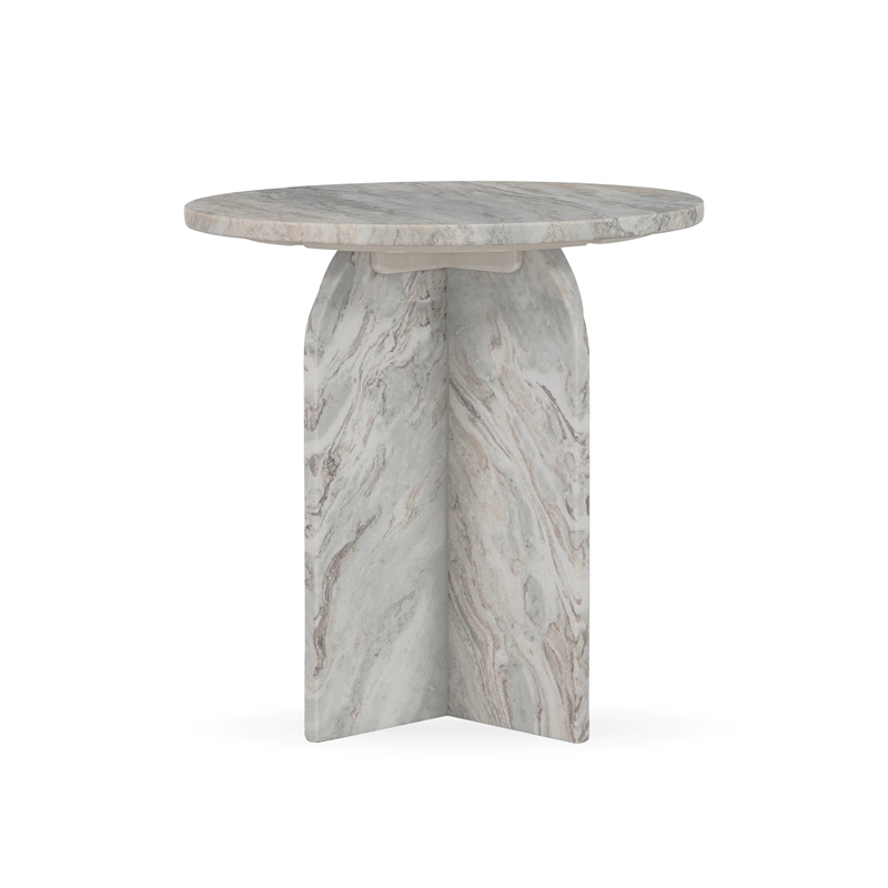 Pemberly Row Modern Transitional Marble End Table in Gray Finish