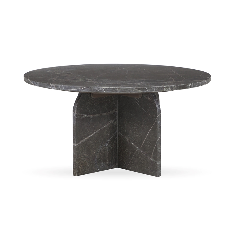 Pemberly Row Transitional Marble Round Coffee Table in Green