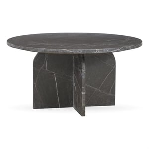 Pemberly Row Transitional Marble Round Coffee Table in Green