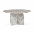 Pemberly Row Transitional Marble Round Coffee Table in Gray Finish