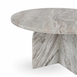 Pemberly Row Transitional Marble Round Coffee Table in Gray Finish