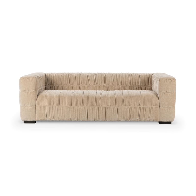 Pemberly Row Transitional Upholstered Fabric Sofa in Vanilla