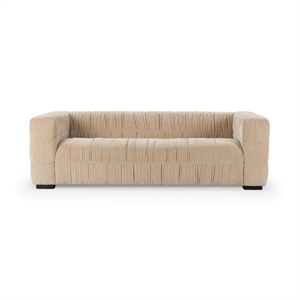 Pemberly Row Transitional Upholstered Fabric Sofa in Vanilla