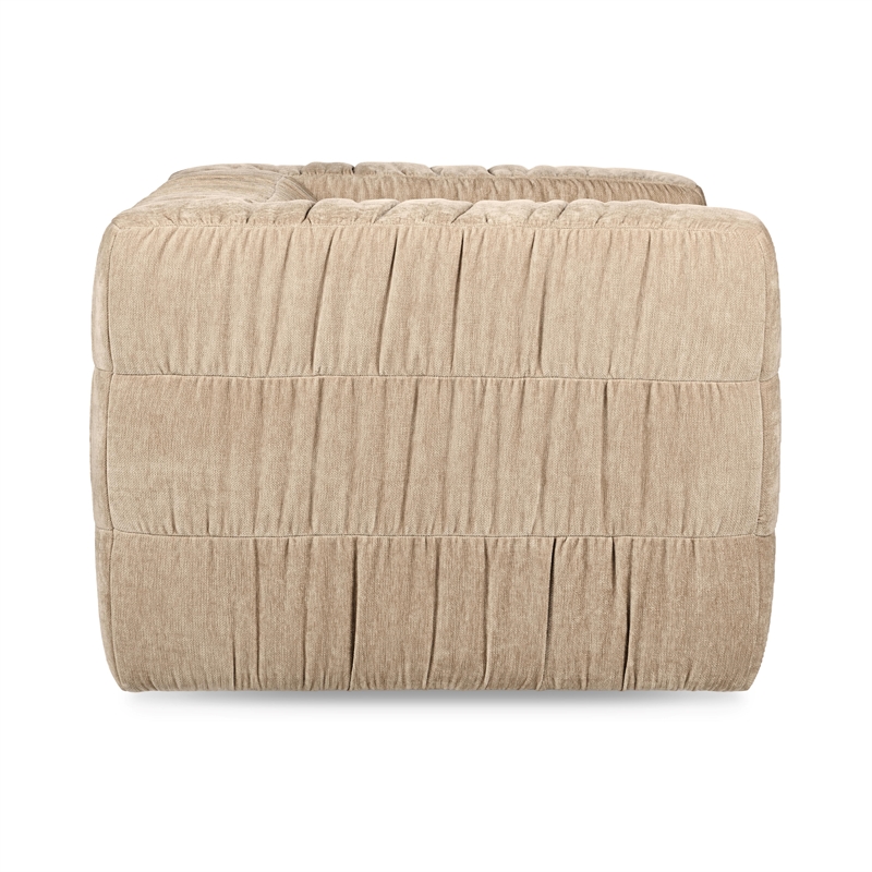 Pemberly Row Transitional Upholstered Fabric Swivel Chair in Vanilla