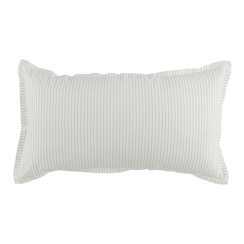 Pemberly Row Contemporary Kantha-inspired Cotton King Sham in Ivory Finish