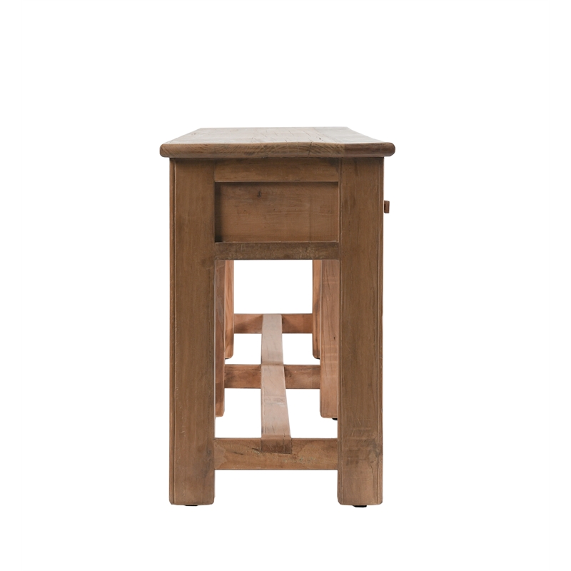 Pemberly Row Transitional Reclaimed Wood 6Dwr Console Table in Natural