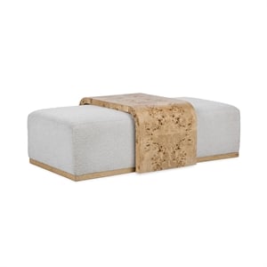 Pemberly Row Upholstered Fabric Cocktail Coffee Table in Ivory