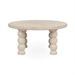 Pemberly Row Transitional Solid Mango Wood Round Coffee Table in Cream