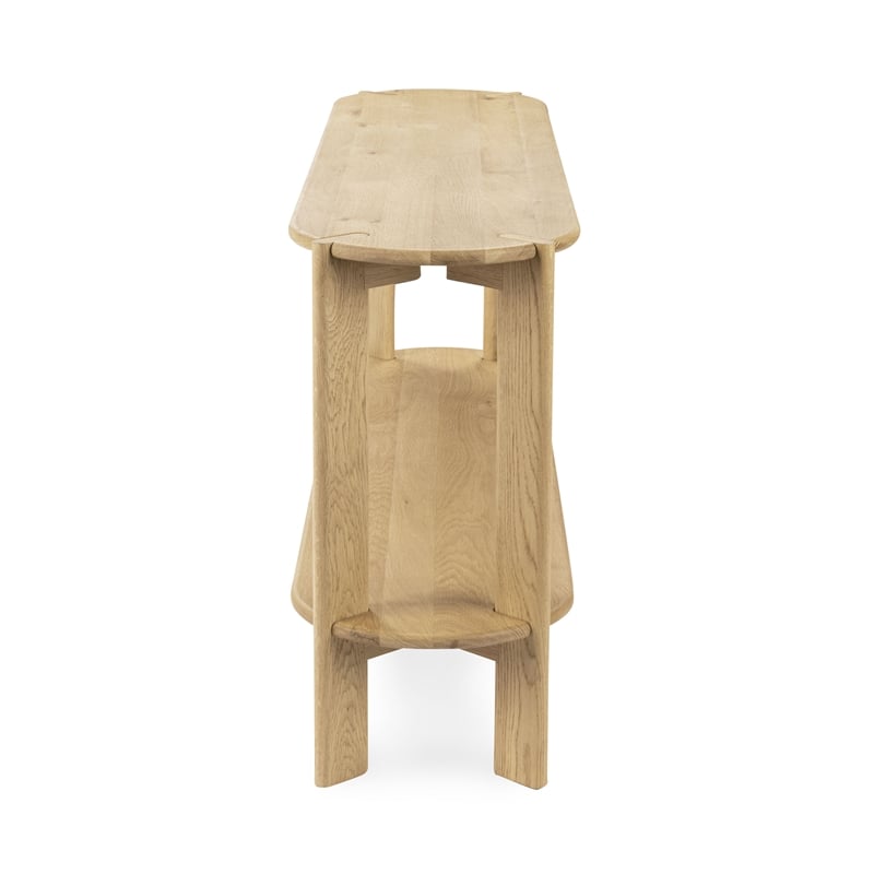 Pemberly Row Transitional Oak Wood Oval Console Table in Natural
