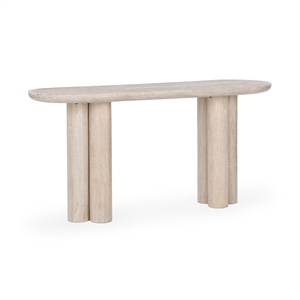 Pemberly Row Transitional Mango Wood Console Table in White Finish