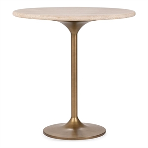 Pemberly Row Transitional 36&quot Round Gathering Bar Table in Tan