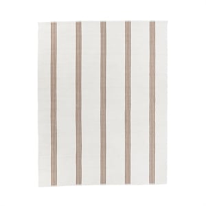 Pemberly Row 8x10 Handwoven Performance Stripe Ivory Area Rug