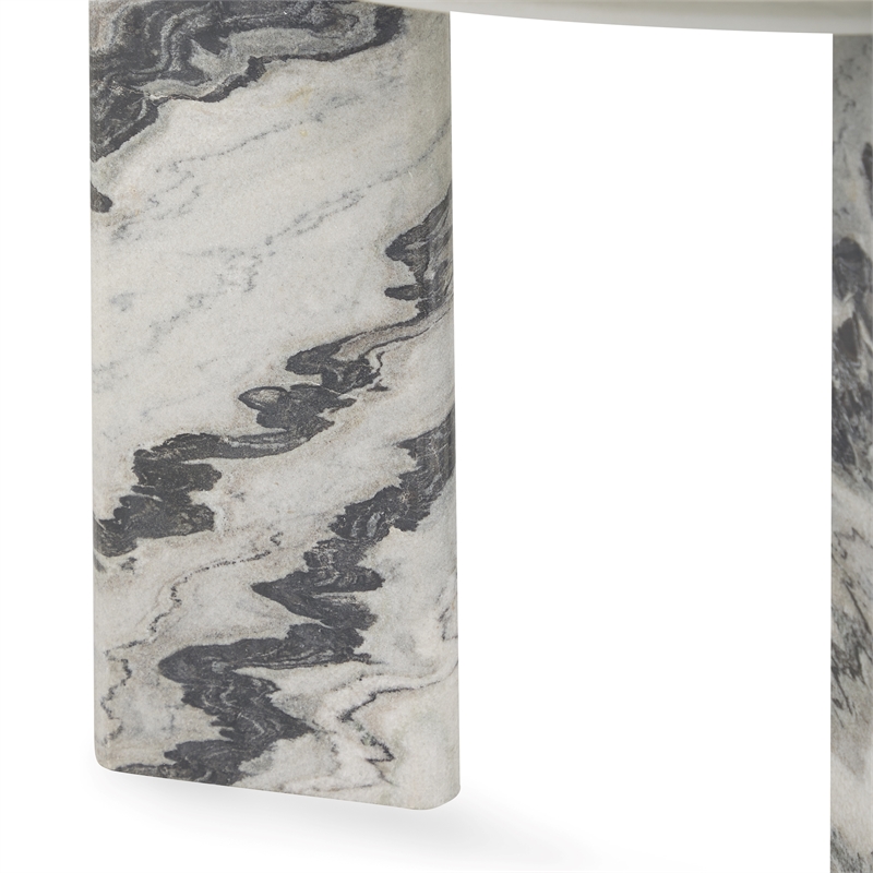 Pemberly Row Modern Transitional Marble End Table in Gray Finish