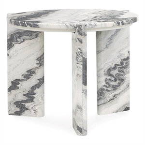 Pemberly Row Modern Transitional Marble End Table in Gray Finish