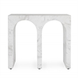 Pemberly Row Outdoor Artisan-Crafted Concrete Stone End Table in Ivory