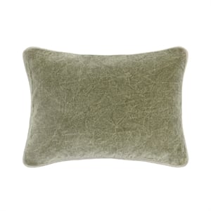 Pemberly Row 14&quotx20&quot Cotton Velvet Throw Pillow in Moss Green