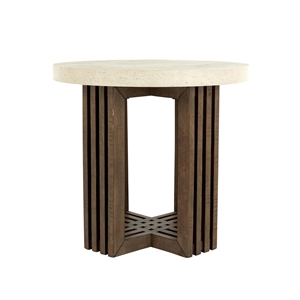 Pemberly Row Transitional Solid Wood Round End Table in Brown
