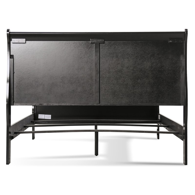 Pemberly Row Set of 4 Wood Panel Queen Bed & Dresser & Nightstands in Black