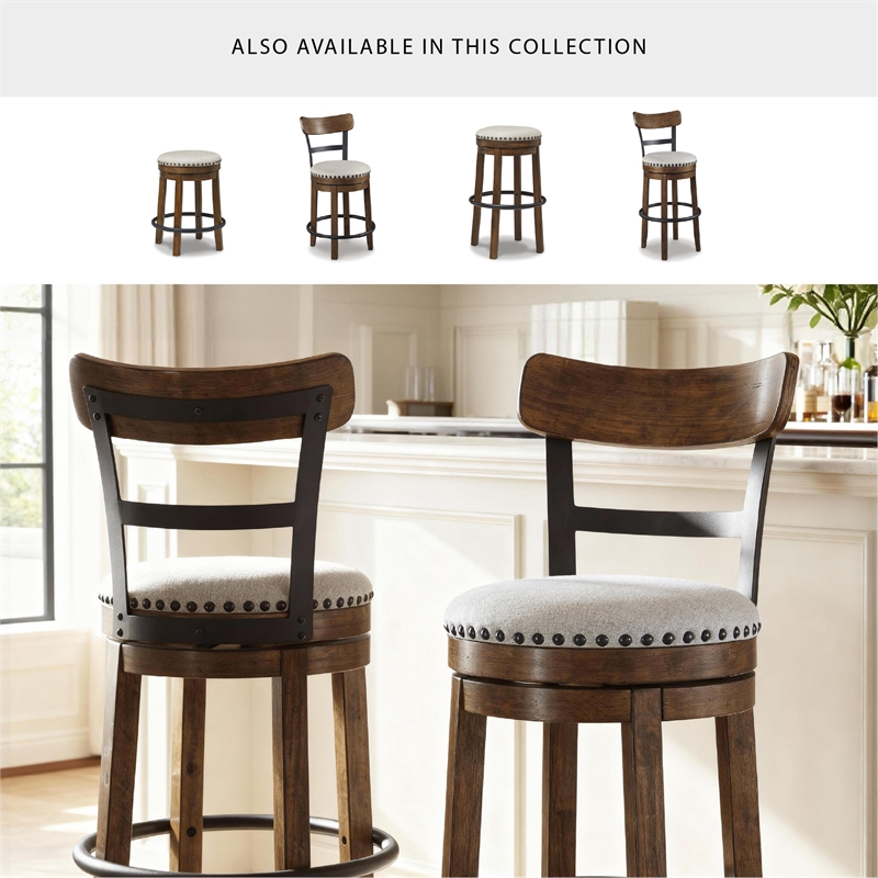 Pemberly Row Set of 3 Swivel Barstools & 72