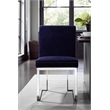 Pemberly Row Set of 3 Polished Steel Dining Table & Side Chairs in Navy/Silver